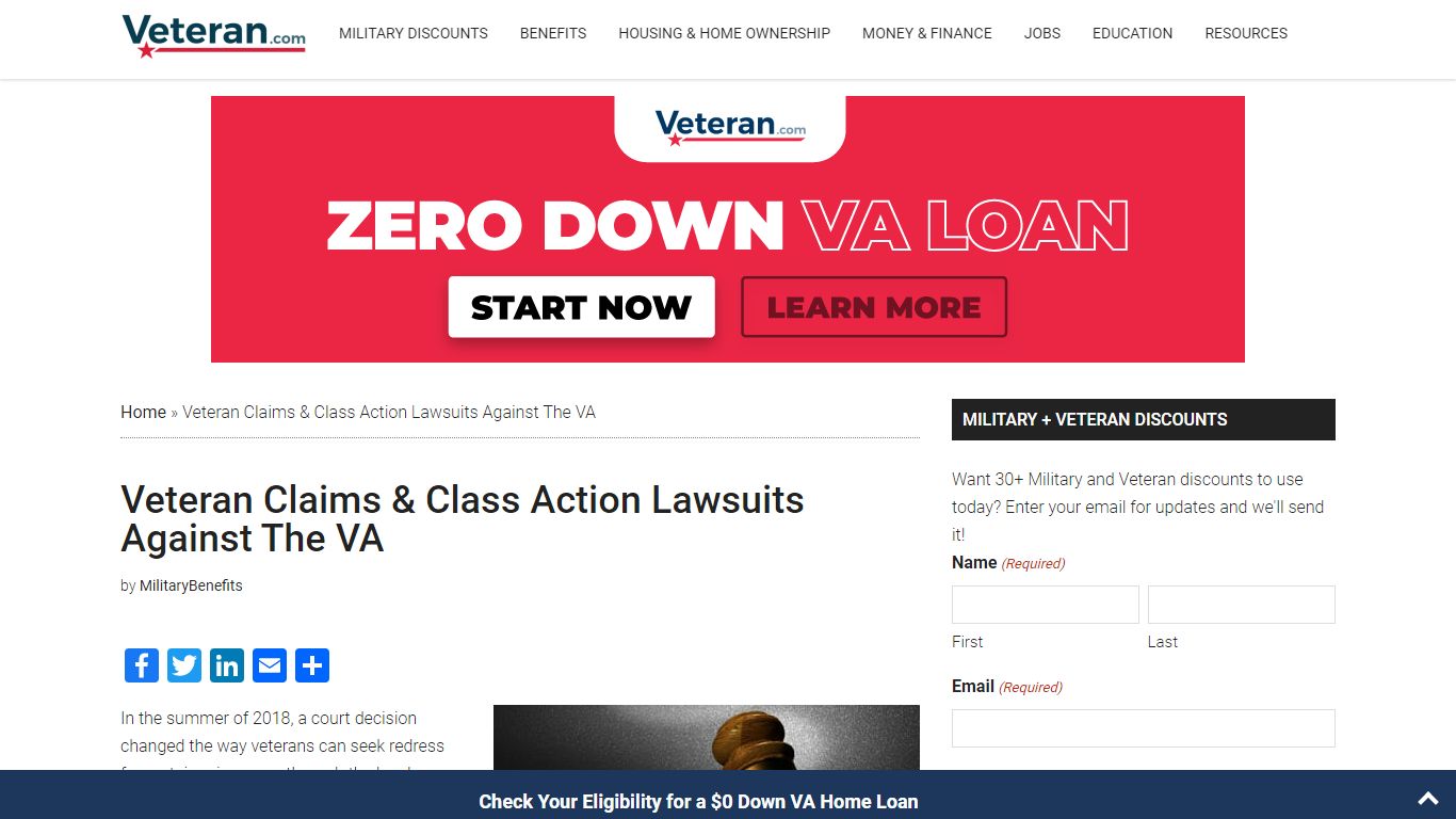 Class Action Lawsuits Against The VA - Military Benefits