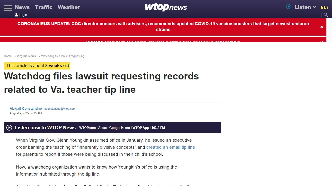 Watchdog files lawsuit requesting records related to Va. teacher tip ...